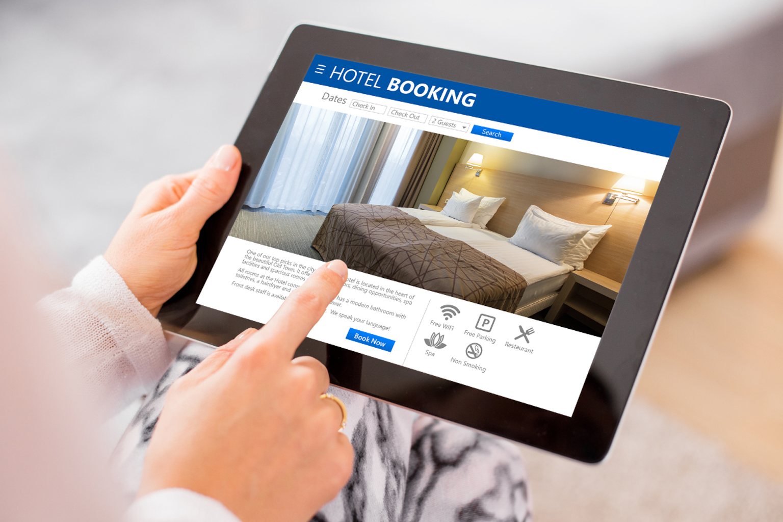Hotel and hospitality booking interface